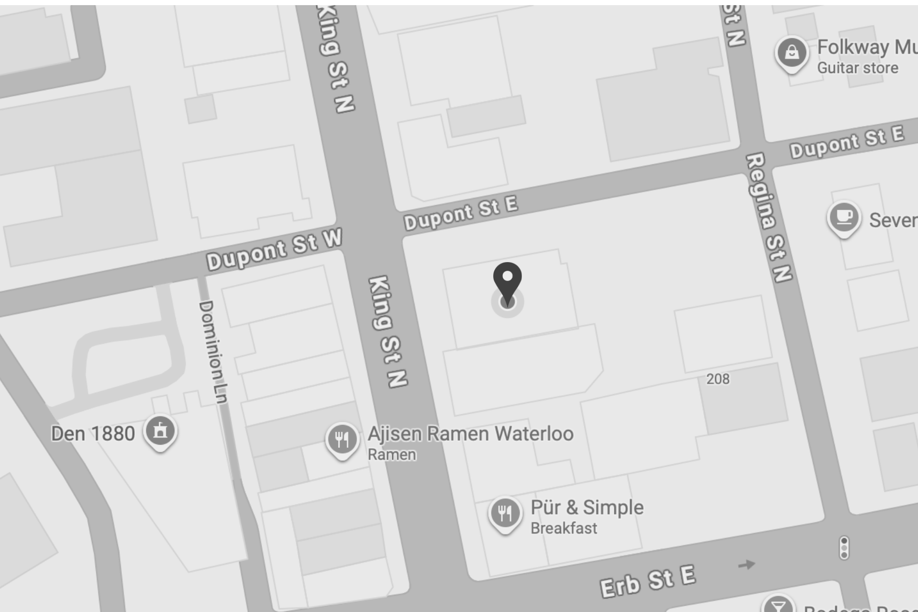 Apple Maps view of Revive Karaoke at 28 King St N, Waterloo