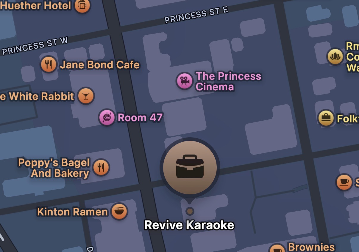 Apple Maps view of Revive Karaoke at 28 King St N, Waterloo